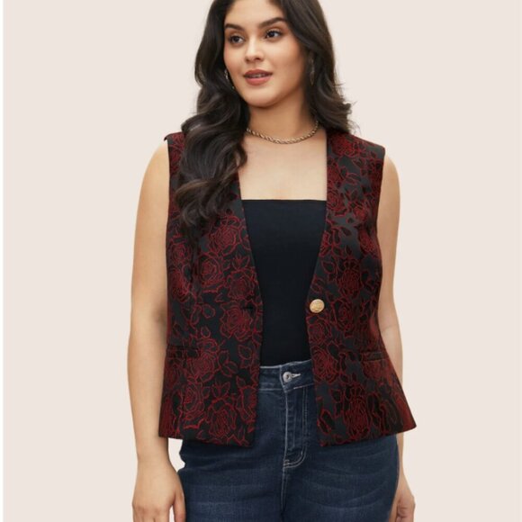 BloomChic Plus size Rose Embroidered Contrast Texture Vest 2XL- us size 18 - Picture 1 of 6